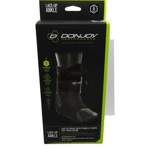 New Donjoy Black Lace-Up Brace W/ Figure 8 Straps for Stabilization Size Medium